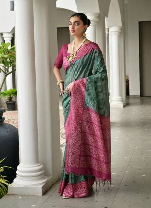 Attactive These Festive Wear Saree in Fine Colored.These Saree And Blouse is Fabricated On Tussar Silk.Its Beautified With Designer Ikkat Printed.