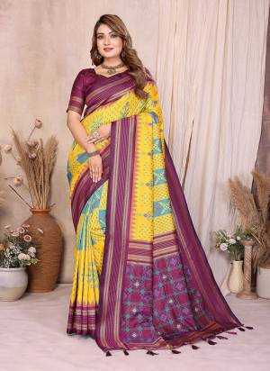 Attractive These Festive Wear Saree in Fine Colored.These Saree And Blouse is Fabricated On Soft Silk.Its Beautified With Weaving Ikkat Jacquard Designer.