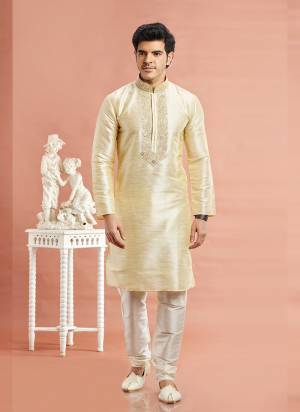 Looking These Party Wear Mans Wear Kutra Payjama wearing this fashionable. These Kurta Are Banarasi Silk And Payjama Art Silk finest Fabriced With Designer Embroidery Work.