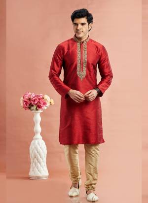 Looking These Party Wear Mans Wear Kutra Payjama wearing this fashionable. These Kurta Are Banarasi Silk And Payjama Art Silk finest Fabriced With Designer Embroidery Work.