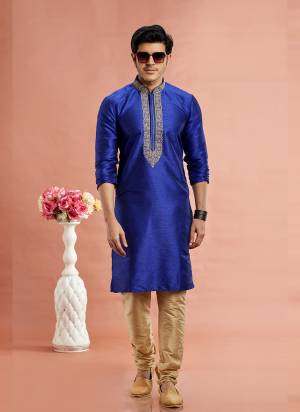 Looking These Party Wear Mans Wear Kutra Payjama wearing this fashionable. These Kurta Are Banarasi Silk And Payjama Art Silk finest Fabriced With Designer Embroidery Work.