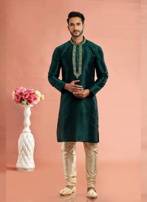 Looking These Party Wear Mans Wear Kutra Payjama wearing this fashionable. These Kurta Are Banarasi Silk And Payjama Art Silk finest Fabriced With Designer Embroidery Work.