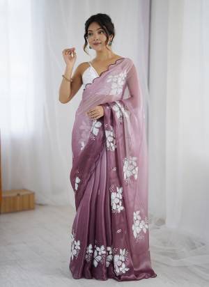 Garb These Party Wear Saree in Fine Dual Shaded Colored.These Saree Are Jimmy Choo And Blouse is Satin Silk Fabricated.Its Beautified With Pedding Color Printed With Designer Sequance Embroidery Work.