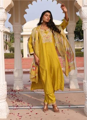 Attractive These Party Wear Suit in Fine Colored Pair With Bottom And Dupatta.These Top And Bottom Are Fabricated On Cotton Silk Pair With Jacquard Simmer Dupatta.Its Beautified With Designer Embroidery Work.