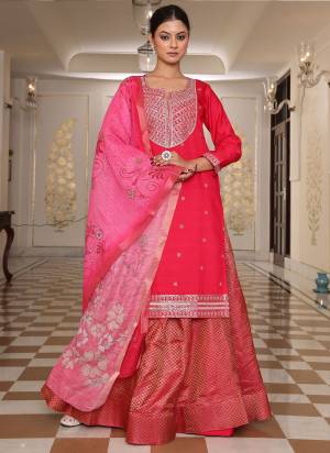 Attractive These Party Wear Suit in Fine Colored Pair With Bottom And Dupatta.These Top And Bottom Are Fabricated On Cotton Silk Pair With Jacquard Simmer Dupatta.Its Beautified With Designer Embroidery Work.