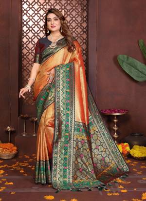 Garb These Festivel,Party Wear Saree in Fine Colored.These Saree And Blouse is Fabricated On Banarasi Tissue Silk.Its Beautified With Woven Paithani Pallu Heavy Designer.