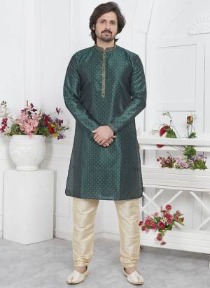 Looking These Party Wear Mans Wear Kutra Payjama wearing this fashionable. These Kurta Are Jacquard Silk And Payjama Art Silk finest Fabriced With Woven Designer With Embroidery Work.