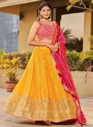 For A Designer Look,Grab These Party Wear Lehenga Choli in Fine Colored.These Lehenga Are Geoegette And Blouse Are Fabricated On Art Silk Pair With Dupatta Are Chinon.Its Beautified With Designer Thread,Sequance Embroidery Work.