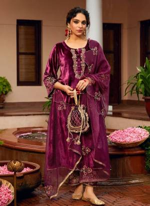 Attractive These Designer Suit in Fine Colored Pair With Bottom And Dupatta.These Top Are Velvet And Bottom Are Fabricated On Velvet Pair With Organza Dupatta.Its Beautified With Designer Embroidery Work.