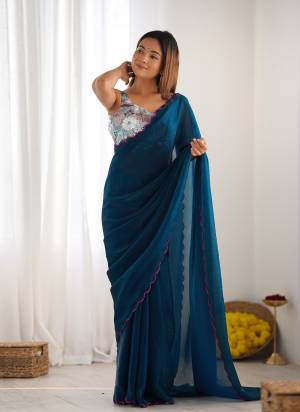 Looking These Party Wear Saree in Fine Colored.These Saree Are Space Silk And Blouse is Net Fabricated.Its Beautified With Designer Beed Work Blouse.