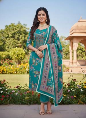 Grab These Disigner Suit in Fine Colored Pair With Bottom And Dupatta.These Top Are Chinon And Dupatta Are Fabricated On Chinon Pair With Santoon Bottom.Its Beautified With Designer Digital Printed With Neck Coding Work.