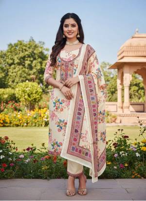Grab These Disigner Suit in Fine Colored Pair With Bottom And Dupatta.These Top Are Chinon And Dupatta Are Fabricated On Chinon Pair With Santoon Bottom.Its Beautified With Designer Digital Printed With Neck Coding Work.