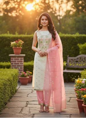 Looking These Disigner Suit in Fine Colored Pair With Bottom And Dupatta.These Top Are Simmer Jacquard And Dupatta Are Fabricated On Simmer Jacquard Pair With Santoon Bottom.Its Beautified With Woven Designer With Embroidery Work.