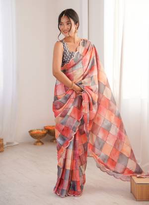 Garb These Party Wear Saree in Fine Colored.These Saree Are Chinon And Blouse is Chinon Fabricated.Its Beautified With Designer Digital Printed With Mirror Cut Work Border.