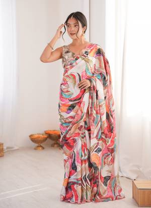 Garb These Party Wear Saree in Fine Colored.These Saree Are Chinon And Blouse is Chinon Fabricated.Its Beautified With Designer Digital Printed With Mirror Cut Work Border.