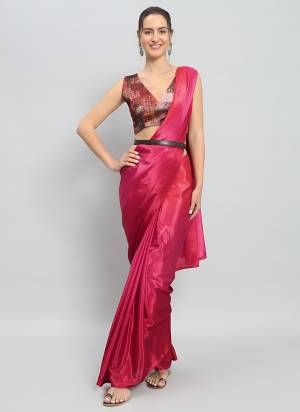 Attractive These Party Wear Ready To Wear Saree in Fine Colored.These Saree Are Chinon And Blouse is Chinon Fabricated.Its Beautified With Designer Pedding Color With Printed Blouse.