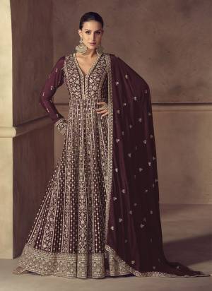 Attractive These Party Wear Free Size Stitched Anarkali Suit in Fine Colored Pair.These Top And Dupatta Are Chinon And Pair With Santoon Inner.Its Beautified With Heavy Designer Embroidery Work.