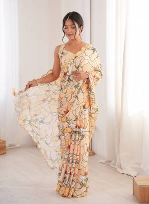 Garb These Party Wear Saree in Fine Colored.These Saree Are Chinon And Blouse is Chinon Fabricated.Its Beautified With Designer Digital Printed With Mirror Cut Work Border.