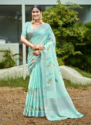 Garb These Fastive And Party Wear Saree in Fine Colored.These Saree And Blouse is Fabricated On Linen.Its Beautified With Woven Pallu Border Designer With Embroidery Work.