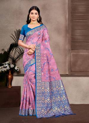 Attractie These Fastive And Party Wear Saree in Fine Colored.These Saree And Blouse is Fabricated On Cotton Silk.Its Beautified With Woven Meenakari Designer.