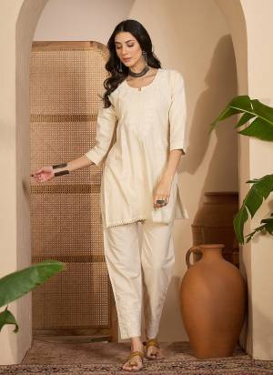 Looking These Beautiful Looking Readymade Co Ord Dress.These Top And Bottom Are Khadi Silk Fabricated.Its Beautified  With Disigner Embroidery Work.