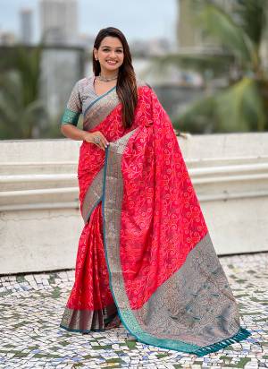 Attractive These Party Wear Saree in Fine Colored.These Saree And Blouse is Fabricated On Patola Silk.Its Beautified With Weaving Meenakari Bandhani Designer.