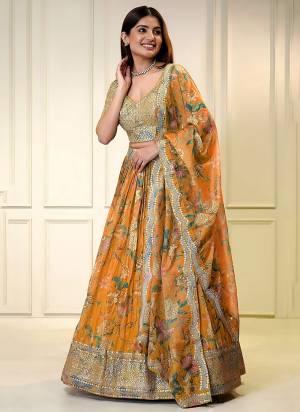 For A Designer Look,Grab These Lehenga Choli in Fine Colored.These Lehenga And Blouse Are Fabricated On Organza Pair With Dupatta Are Organza.Its Beautified With Digital Floral Printed Designer With Sequance Embroidery Work.