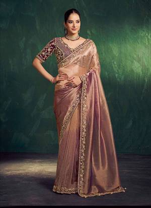 Look Attractive These Designer Party Wear Fancy Saree With Stitched Blouse in Fine Colored.These Saree Are Kora Jari Tissue Silk And Blouse Heavy Mono Net Fabricated.Its Beautified Fancy Designer Embroidery, Hand Work.