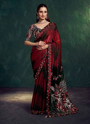 Look Attractive These Designer Party Wear Fancy Saree With Stitched Blouse in Fine Colored.These Saree Are Two Tone Shaded And Blouse Satin Silk Fabricated.Its Beautified Fancy Designer Embroidery, Hand Work.