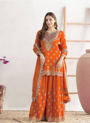 Attractive These Party Wear Designer Plazzo Suit in Fine Colored Pair With Bottom And Dupatta.These Top Are Chinon And Dupatta Are Fabricated On Chinon Pair With Chinon Bottom.Its Beautified With Crepe Silk Inner.Its Beautified With Heavy Designer Embroidery Work.