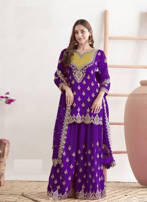 Attractive These Party Wear Designer Plazzo Suit in Fine Colored Pair With Bottom And Dupatta.These Top Are Chinon And Dupatta Are Fabricated On Chinon Pair With Chinon Bottom.Its Beautified With Crepe Silk Inner.Its Beautified With Heavy Designer Embroidery Work.