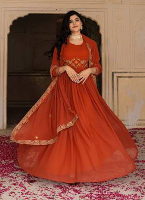 Attrective These Beautiful Party Wear Looking Readymade Gown With Bottom.These Gown And Dupatta Are Georgette Fabricated.Its Beautified With Disigner Embroidery Work.
