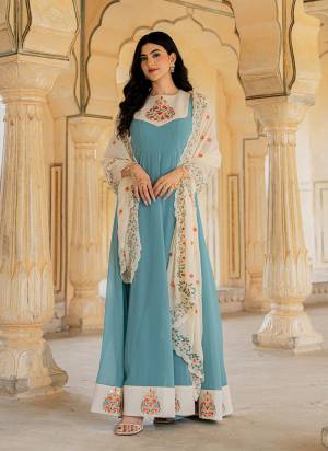 Attrective These Beautiful Party Wear Looking Readymade Gown With Bottom.These Gown And Dupatta Are Georgette Fabricated.Its Beautified With Disigner Embroidery Work.