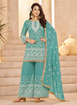 Attractive These Party Wear Plazzo Suit in Fine Colored Pair With Bottom And Dupatta.These Top Are Star Georgette And Dupatta Are Fabricated On Star Georgette Pair With Star Georgette Bottom.Its Beautified With Designer Cotton Thread,Sequance Embroidery Work.