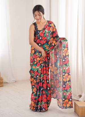 Attractive These Party Wear Saree in Fine Colored.These Saree Are Chinon And Blouse is Chinon Fabricated.Its Beautified With Designer Digital Printed With Mirror Cut Work Border.