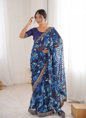 Garb These Party Wear Saree in Fine Colored.These Saree Are Marble Patta And Blouse is Banglori Fabricated.Its Beautified With Designer Floral Printed With Embroidery Cut Work Border.