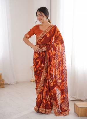 Garb These Party Wear Saree in Fine Colored.These Saree Are Marble Patta And Blouse is Banglori Fabricated.Its Beautified With Designer Floral Printed With Embroidery Cut Work Border.