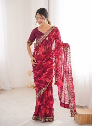 Garb These Party Wear Saree in Fine Colored.These Saree Are Marble Patta And Blouse is Banglori Fabricated.Its Beautified With Designer Floral Printed With Embroidery Cut Work Border.