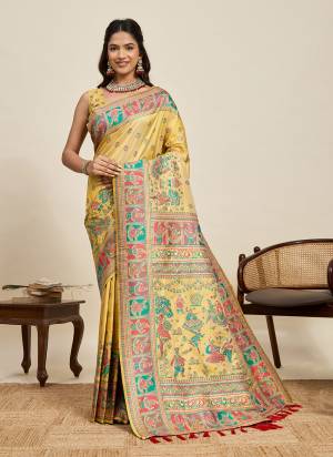 Looking This Party Wear Saree Paired With Blouse.This Saree And Blouse Are Soft Pashmina Silk Fabric With Woven Meenakari Designer. Buy This Pretty Saree Now.