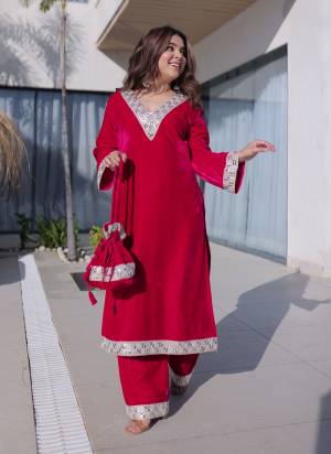 Attactive These Beautiful Looking Readymade Suit With Dupatta.These Top Bottom And Dupatta is Fabricated On Velvet.Its Beautified With Designer Mirror,Jari Embroidery Work.