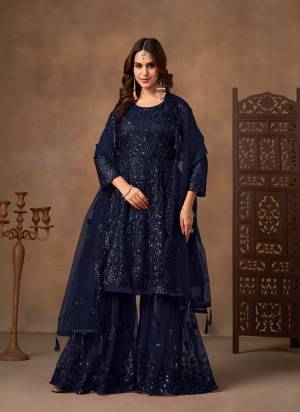 Looking These Beautiful Party Wear Fine Color Sharara Suits.These Top Are Net And Dupatta Are Net And Bottom Net Fabricated.Its Beautified With Designer Sequance Embroidery Work.