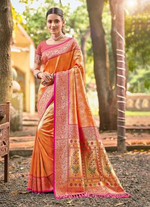 Attractie These Fastive And Party Wear Saree in Fine Colored.These Saree And Blouse is Fabricated On Kanjivaram Silk.Its Beautified With Woven Designer.