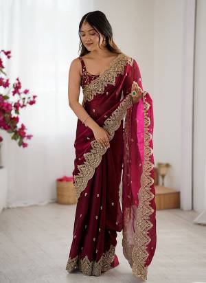 Attractive These Fancy Party Wear Saree in Fine Two Tone Colored.These Saree Are Fendy Chiffon And Blouse is Satin Silk Fabricated.Its Beautified With Two Tone Color,Designer Sequance,Jari Embroidery Work.