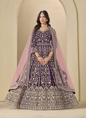 Looking These Beautiful Party Wear Fine Color Anarkali Suits.These Top Are Velvet And Dupatta Are Net And Bottom Santoon Fabricated.Its Beautified With Heavy Designer Sequance Embroidery Work.