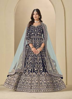 Looking These Beautiful Party Wear Fine Color Anarkali Suits.These Top Are Velvet And Dupatta Are Net And Bottom Santoon Fabricated.Its Beautified With Heavy Designer Sequance Embroidery Work.