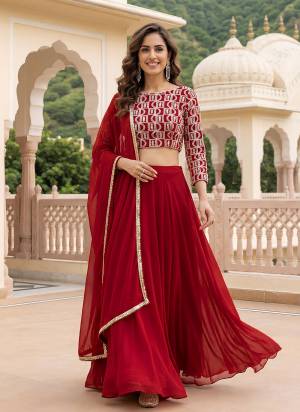 For A Designer Look,Grab These Lehenga Choli in Fine Colored.These Lehenga And Blouse Are Fabricated On Georgette Pair With Dupatta Are Georgette.Its Beautified With Designer Thread,Jari,Sequance Embroidery Work.
