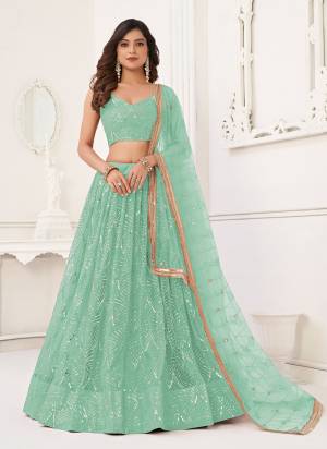 For A Different Look,Grab These Party Wear Designer Lehenga in All Over Pretty Colored Pair With Blouse And Dupatta.These Lehenga Choli And Dupatta is All Over Butterfly Net Base Fabric With Designer Cotton Thread,Sequance Embroidery Work.
