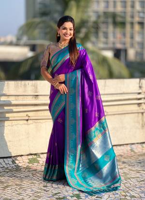 Looking These Party Wear Saree in Fine Colored.These Saree And Blouse is Fabricated On Soft Silk.Its Beautified With Weaving Rangoli Art Jari Designer.