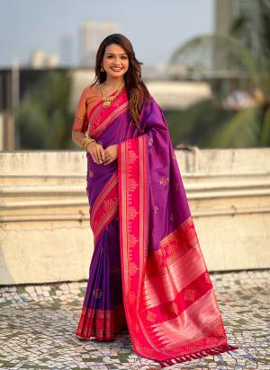 Looking These Party Wear Saree in Fine Colored.These Saree And Blouse is Fabricated On Soft Silk.Its Beautified With Weaving Rangoli Art Jari Designer.