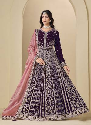 Looking These Beautiful Party Wear Fine Color Anarkali Suits.These Top Are Velvet And Dupatta Are Frendy Silk And Bottom Santoon Fabricated.Its Beautified With Heavy Designer Embroidery Work.